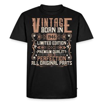 1946 Birthday Vintage 1946 Born Vintage 1946 - Men's Premium Organic T-Shirt - black - Front - Nico (187cm)