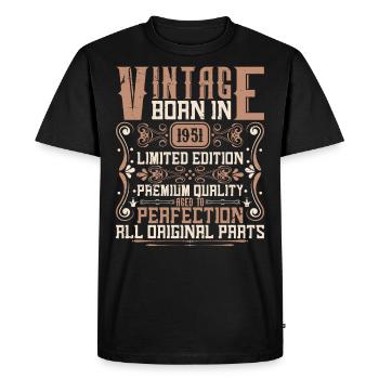 1951 Anniversaire Millésime 1951 Né Millésime 1951 - T-shirt Premium bio Homme - noir - Devant - Nico (187cm)