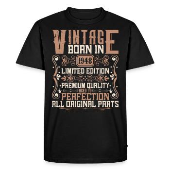 1948 Anniversaire Millésime 1948 Né Millésime 1948 - T-shirt Premium bio Homme - noir - Devant - Nico (187cm)