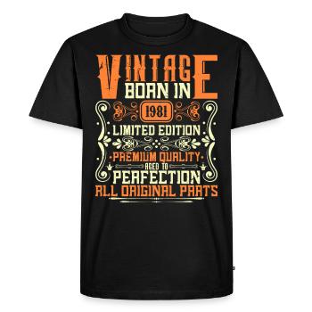 1981 Né en 1981 - Construit en 1981 Anniversaire en 1981 - T-shirt Premium bio Homme - noir - Devant - Nico (187cm)