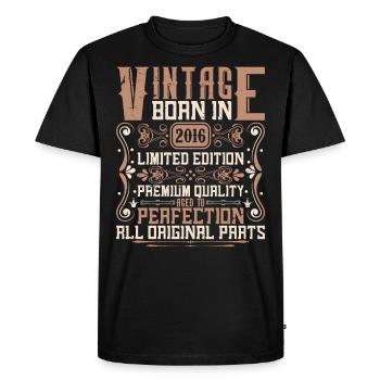 2016 Anniversaire Millésime 2016 Né Millésime 2016 - T-shirt Premium bio Homme - noir - Devant - Nico (187cm)