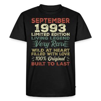 Anniversaire Septembre 1993 Edition Limitée Original - T-shirt Premium bio Homme - noir - Devant - Nico (187cm)