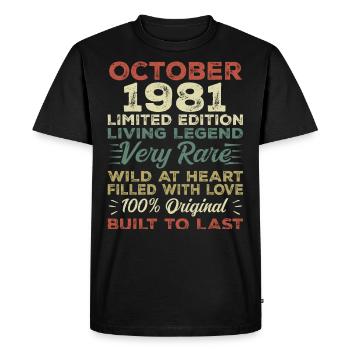1981 Octobre 1981 Anniversaire Octobre 1981 Original - T-shirt Premium bio Homme - noir - Devant - Nico (187cm)