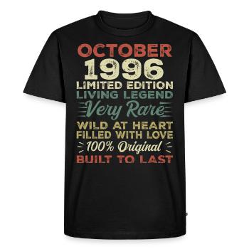 1996 Octobre 1996 Anniversaire Octobre 1996 Original - T-shirt Premium bio Homme - noir - Devant - Nico (187cm)