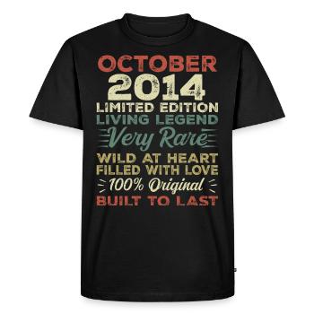 2014 Octobre 2014 anniversaire Octobre 2014 Original - T-shirt Premium bio Homme - noir - Devant - Nico (187cm)