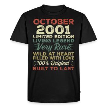 2001 October 2001 birthday October 2001 Original - Men's Premium Organic T-Shirt - black - Front - Nico (187cm)