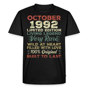 1992 Octobre 1992 Anniversaire Octobre 1992 Original - T-shirt Premium bio Homme - noir - Devant - Nico (187cm)