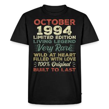 1994 Octobre 1994 Anniversaire Octobre 1994 Original - T-shirt Premium bio Homme - noir - Devant - Nico (187cm)
