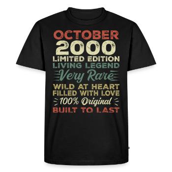 2000 October 2000 Birthday October 2000 Original - Men's Premium Organic T-Shirt - black - Front - Nico (187cm)