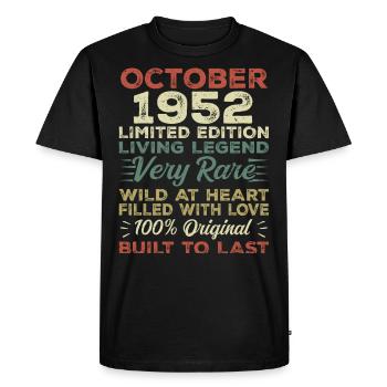 1952 October 1952 birthday October 1952 Original - Men's Premium Organic T-Shirt - black - Front - Nico (187cm)