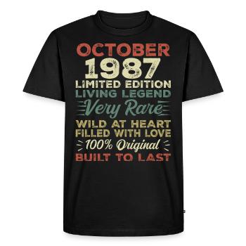 1987 October 1987 birthday October 1987 Original - Men's Premium Organic T-Shirt - black - Front - Nico (187cm)