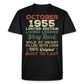 1955 Oktober 1955 Geburtstag Oktober 1955 Original - Männer Premium Bio T-Shirt - Schwarz - Vorne - Nico (187cm)