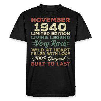 Legend Since November 1940 Born November 1940 - Men's Premium Organic T-Shirt - black - Front - Nico (187cm)