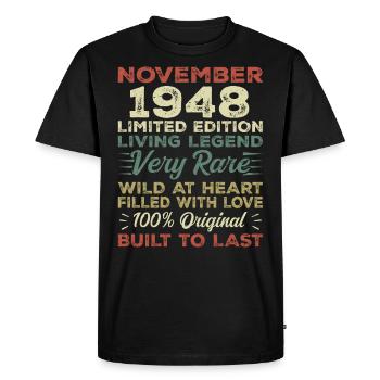 Legend Since November 1948 Born November 1948 - Men's Premium Organic T-Shirt - black - Front - Nico (187cm)