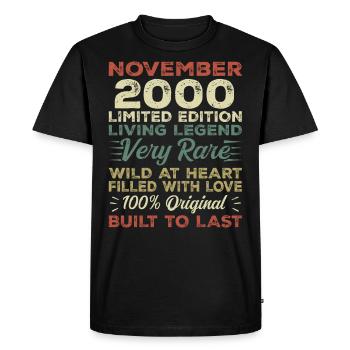 Legend Since November 2000 Vintage November 2000 - Men's Premium Organic T-Shirt - black - Front - Nico (187cm)