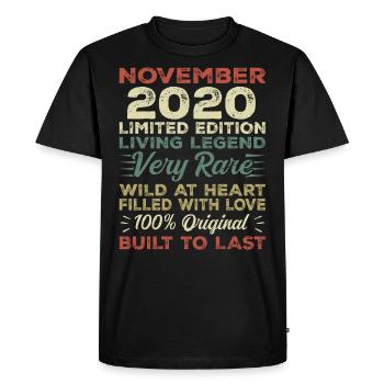 Légende Depuis Novembre 2020 Millésime Novembre 2020 - T-shirt Premium bio Homme - noir - Devant - Nico (187cm)