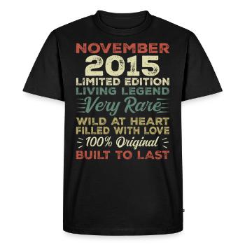 Légende depuis Novembre 2015 Millésime Novembre 2015 - T-shirt Premium bio Homme - noir - Devant - Nico (187cm)