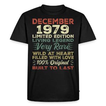 Décembre 1979 - anniversaire Décembre 1979 année - T-shirt Premium bio Homme - noir - Devant - Nico (187cm)