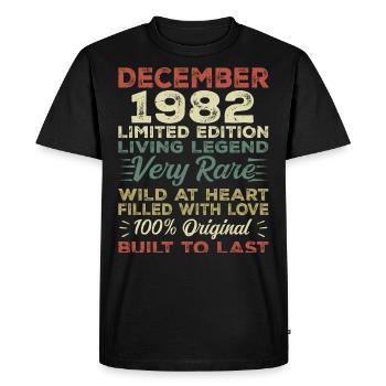 Décembre 1982 - anniversaire Décembre 1982 année - T-shirt Premium bio Homme - noir - Devant - Nico (187cm)