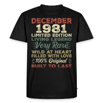Décembre 1981 - anniversaire Décembre 1981 année - T-shirt Premium bio Homme - noir - Devant - Nico (187cm)