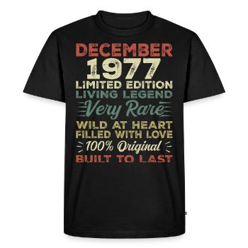 Décembre 1977 - anniversaire Décembre 1977 année - T-shirt Premium bio Homme - noir - Devant - Nico (187cm)