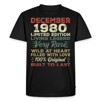 Décembre 1980 - anniversaire Décembre 1980 année - T-shirt Premium bio Homme - noir - Devant - Nico (187cm)