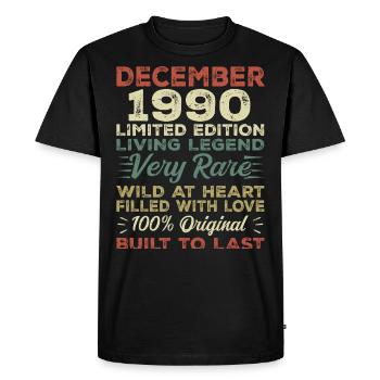 Décembre 1990 - Anniversaire Décembre 1990 année - T-shirt Premium bio Homme - noir - Devant - Nico (187cm)