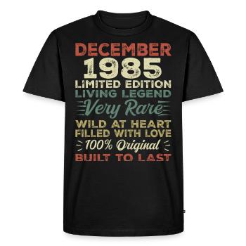 Décembre 1985 - Anniversaire Décembre 1985 année - T-shirt Premium bio Homme - noir - Devant - Nico (187cm)