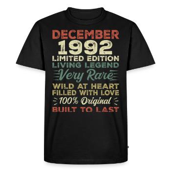 December 1992 - birthday December 1992 year - Men's Premium Organic T-Shirt - black - Front - Nico (187cm)