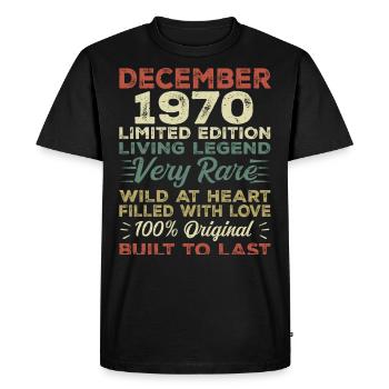 Décembre 1970 - anniversaire Décembre 1970 année - T-shirt Premium bio Homme - noir - Devant - Nico (187cm)