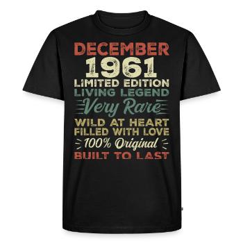 Décembre 1961 - anniversaire Décembre 1961 année - T-shirt Premium bio Homme - noir - Devant - Nico (187cm)