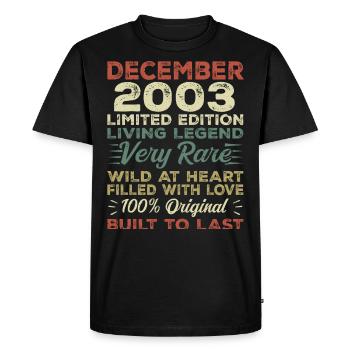 Décembre 2003 - anniversaire Décembre 2003 année - T-shirt Premium bio Homme - noir - Devant - Nico (187cm)