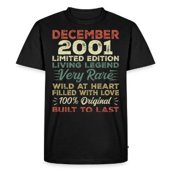 Décembre 2001 - anniversaire Décembre 2001 année - T-shirt Premium bio Homme - noir - Devant - Nico (187cm)