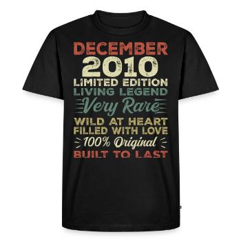 Décembre 2010 - Anniversaire Décembre 2010 année - T-shirt Premium bio Homme - noir - Devant - Nico (187cm)