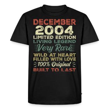 Décembre 2004 - anniversaire Décembre 2004 année - T-shirt Premium bio Homme - noir - Devant - Nico (187cm)