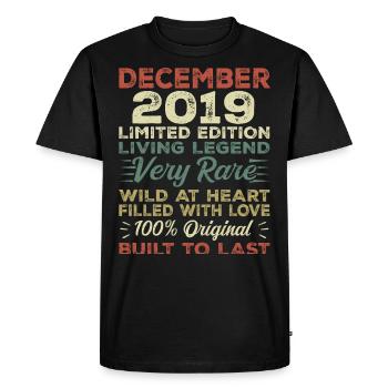 Décembre 2019 - Anniversaire Décembre 2019 année - T-shirt Premium bio Homme - noir - Devant - Nico (187cm)