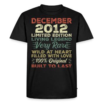 Décembre 2012 - Anniversaire Décembre 2012 année - T-shirt Premium bio Homme - noir - Devant - Nico (187cm)