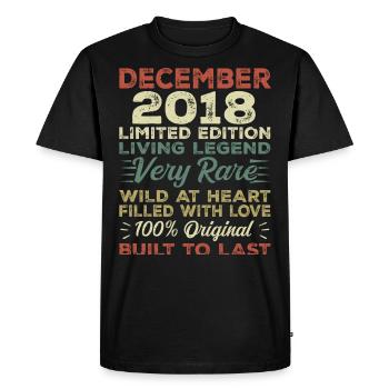 Décembre 2018 - Anniversaire Décembre 2018 année - T-shirt Premium bio Homme - noir - Devant - Nico (187cm)