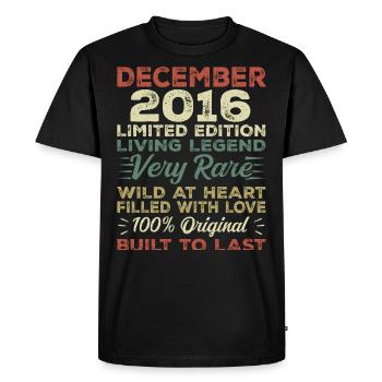 December 2016 - Birthday December 2016 year - Men's Premium Organic T-Shirt - black - Front - Nico (187cm)