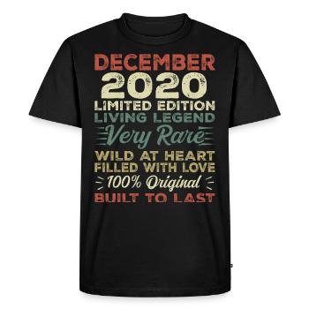 Décembre 2020 - Anniversaire Décembre 2020 année - T-shirt Premium bio Homme - noir - Devant - Nico (187cm)