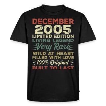 Décembre 2005 - anniversaire Décembre 2005 année - T-shirt Premium bio Homme - noir - Devant - Nico (187cm)