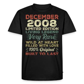 Décembre 2008 - anniversaire Décembre 2008 année - T-shirt Premium bio Homme - noir - Devant - Nico (187cm)