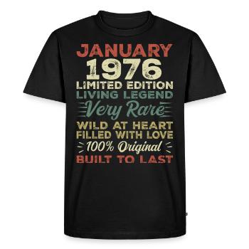 January 1976 birthday - January 1976, January 1976 - Men's Premium Organic T-Shirt - black - Front - Nico (187cm)