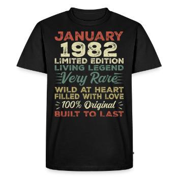 January 1982 birthday - January 1982, January 1982 - Men's Premium Organic T-Shirt - black - Front - Nico (187cm)