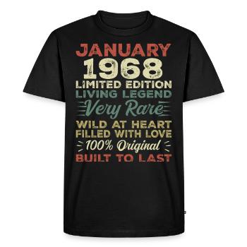 Anniversaire de Janvier 1968 - Janvier 1968, Janvier 1968 - T-shirt Premium bio Homme - noir - Devant - Nico (187cm)