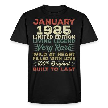 January 1985 birthday - January 1985, January 1985 - Men's Premium Organic T-Shirt - black - Front - Nico (187cm)