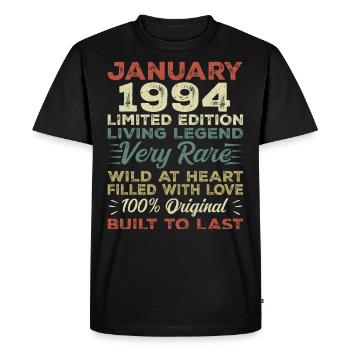 Janvier 1994 Anniversaire - Janvier 1994, Janvier 1994 - T-shirt Premium bio Homme - noir - Devant - Nico (187cm)