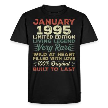 Janvier 1995 Anniversaire - Janvier 1995, Janvier 1995 - T-shirt Premium bio Homme - noir - Devant - Nico (187cm)