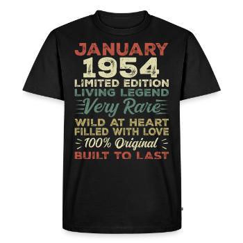 Anniversaire de Janvier 1954 - Janvier 1954, Janvier 1954 - T-shirt Premium bio Homme - noir - Devant - Nico (187cm)