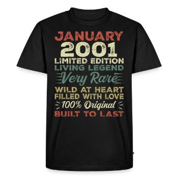 January 2001 Birthday - January 2001, January 2001 - Men's Premium Organic T-Shirt - black - Front - Nico (187cm)